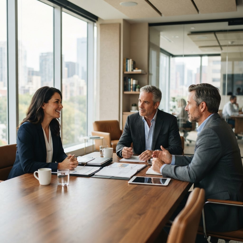 Kapstone Finance advisors meeting with a business owner